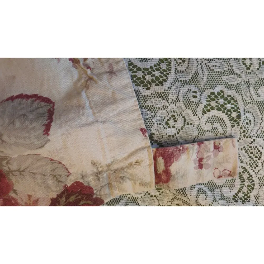Waverly Norfolk Rose Tab Top Panels Garden Room Set of 2, 44x82 Vintage Cottage